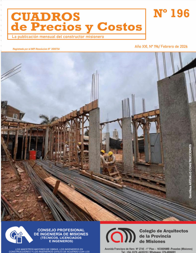 Revista CUADROS DE PRECIOS Y COSTOS N°196 –  FEBRERO 2026
